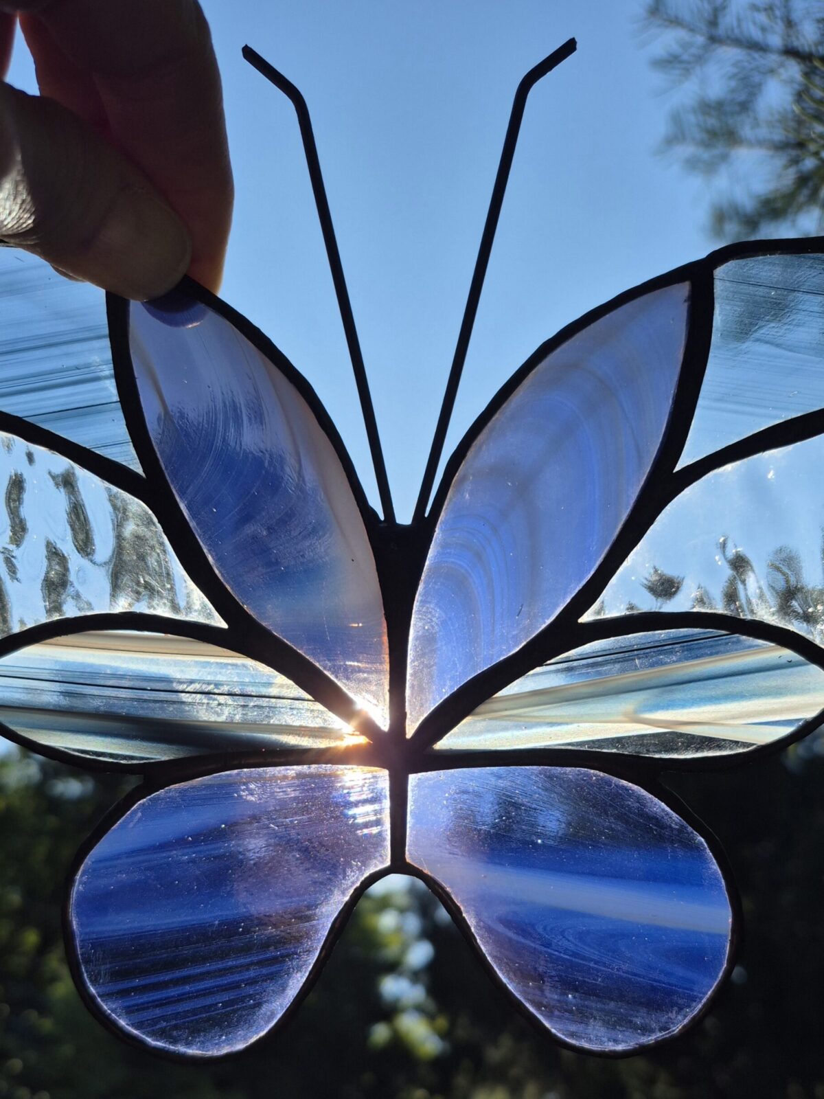 Stained Glass Butterfly – Blue Smokey/Baroque & Clear Ripple Wings
