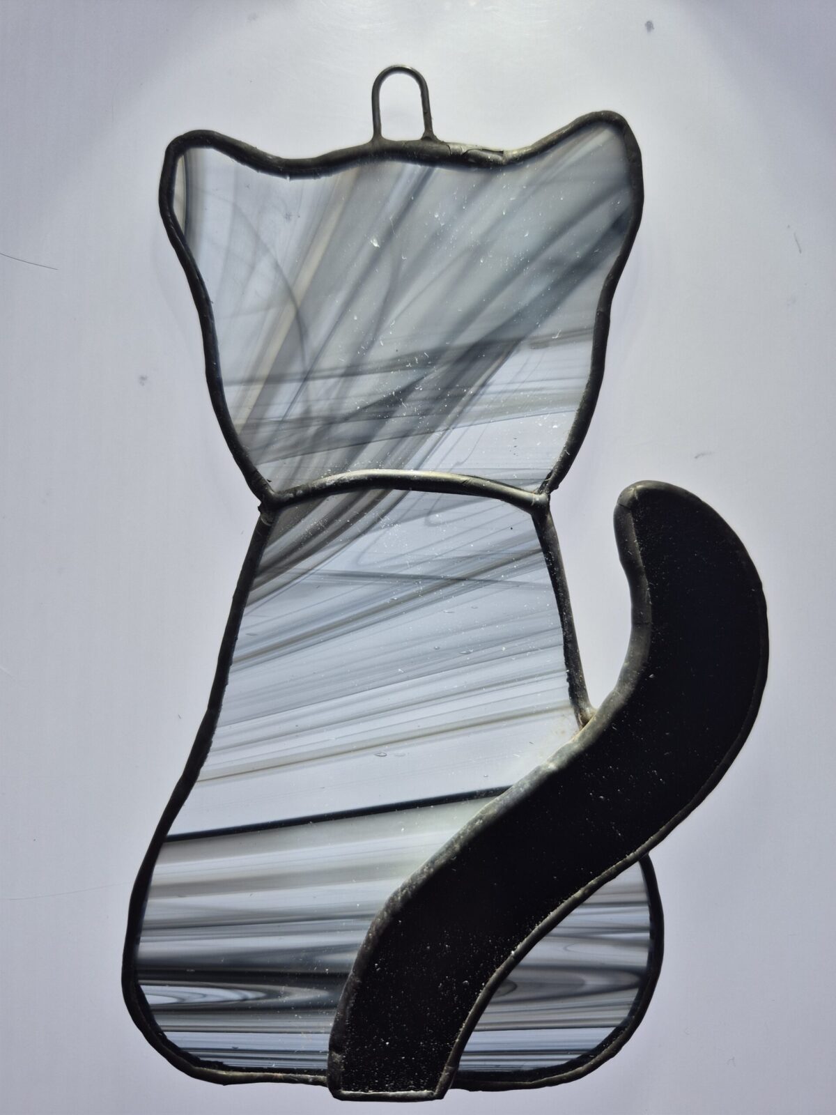 Stained Glass Cat – Black Baroque, Black Tail
