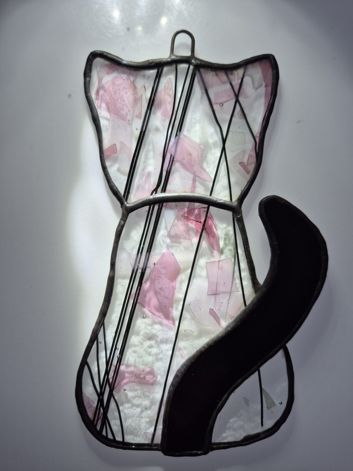 Stained Glass Cat – Pink Confetti, Black Tail
