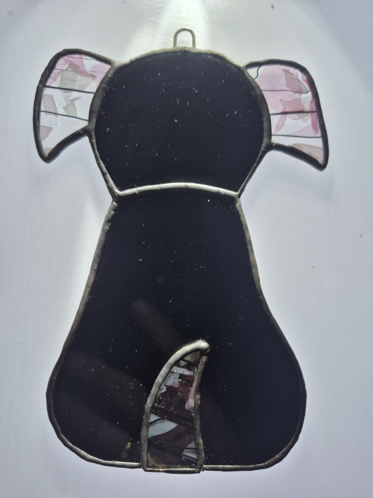 Stained Glass Pup – Black, Pink Confetti Tail/Ears