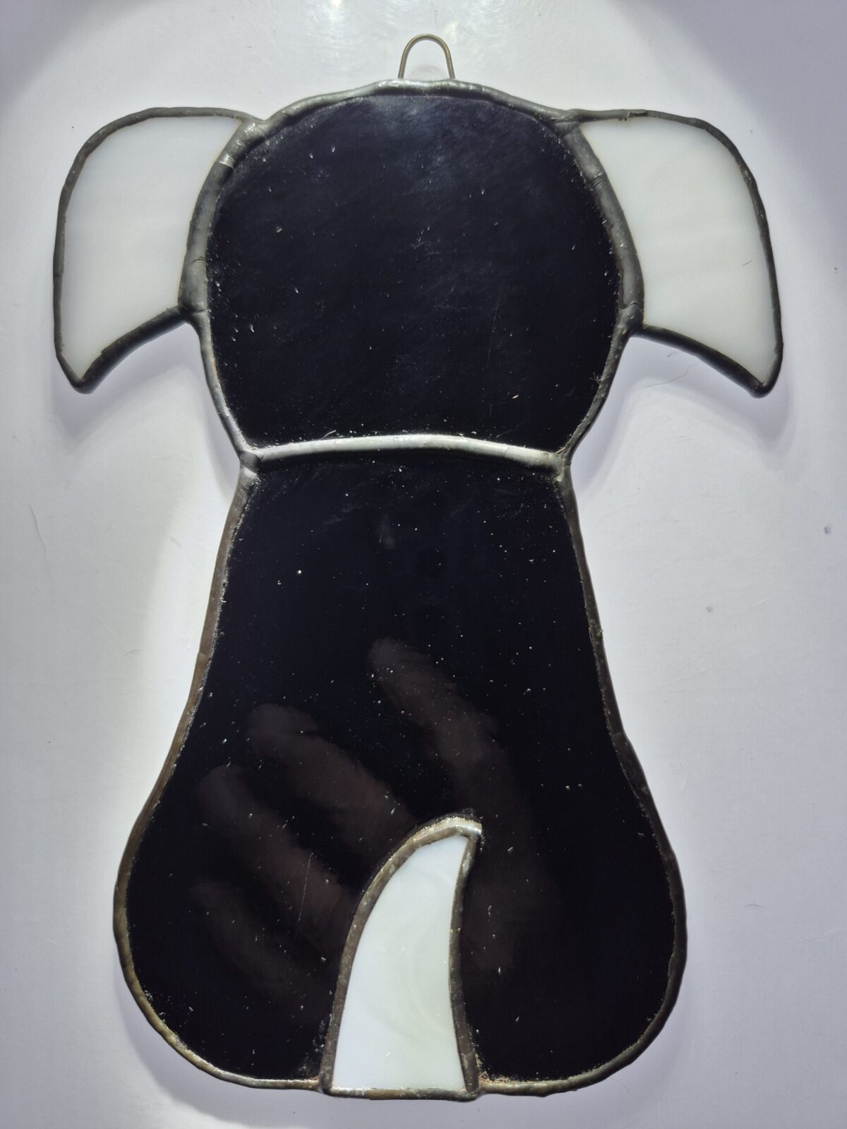 Stained Glass Pup – Black, White Tail/Ears