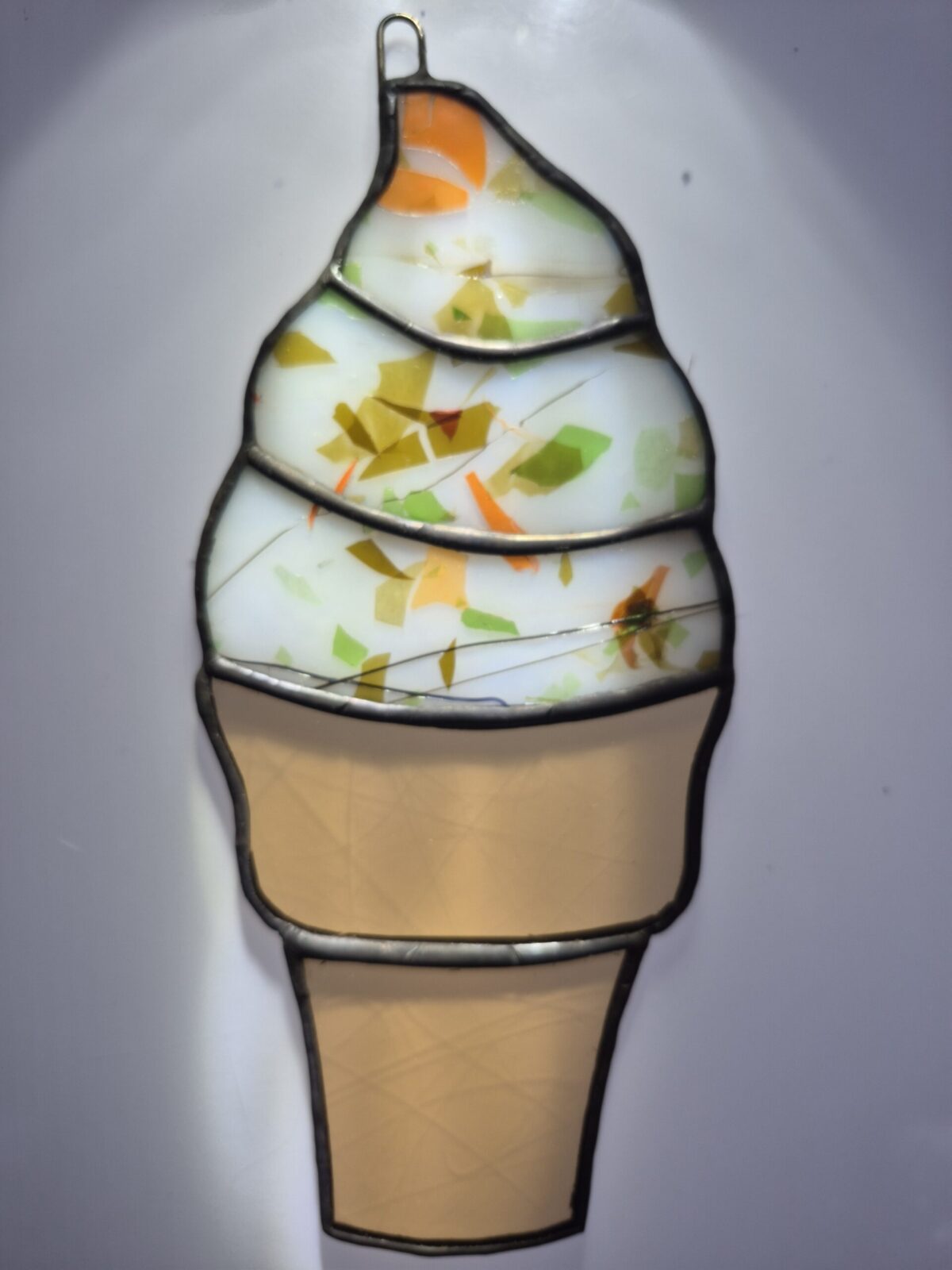 Stained Glass Ice Cream Cone – Orange Confetti Sprinkles