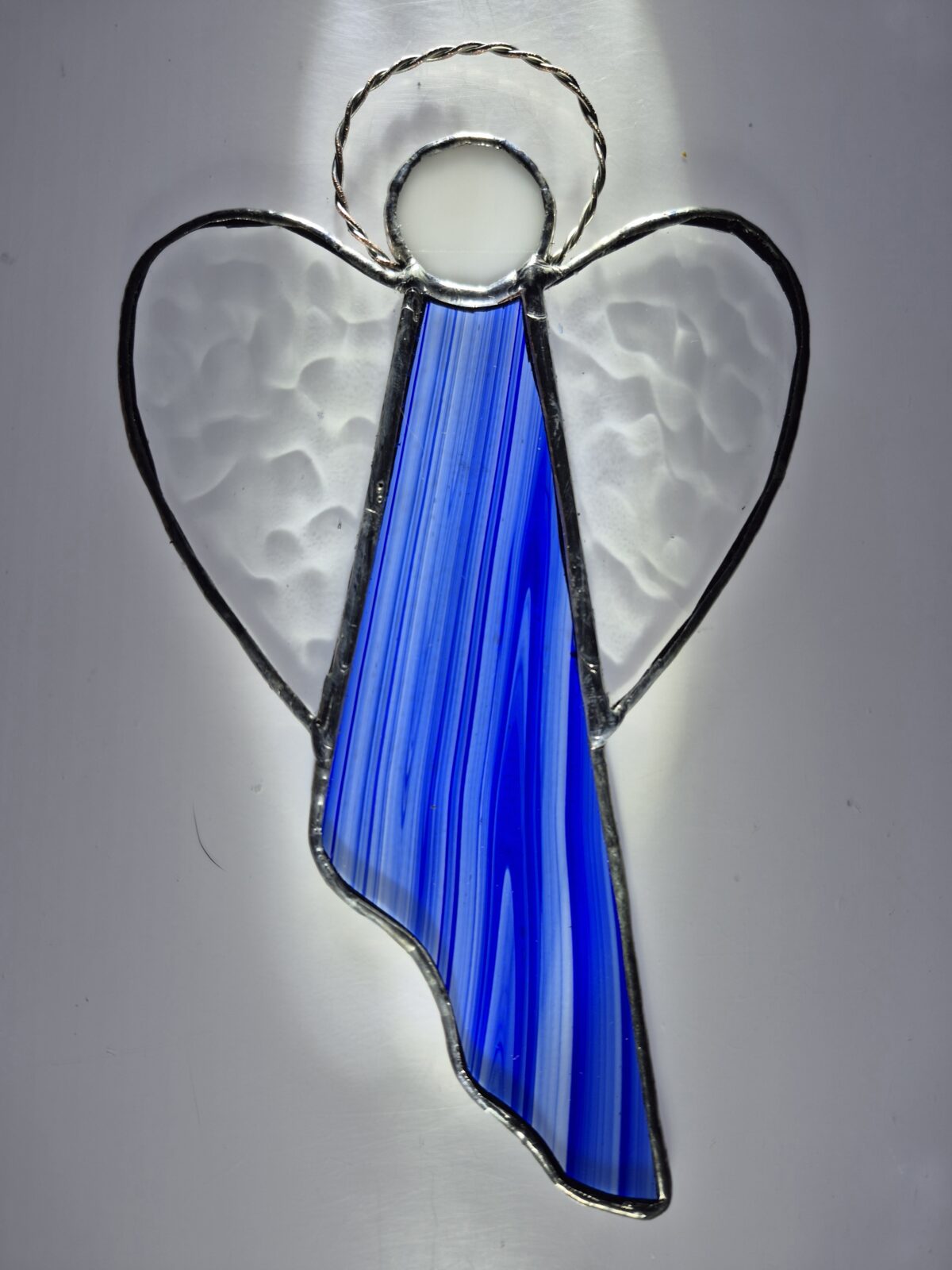 Stained Glass Angel - Blue Baroque, Ripple Clear Wings