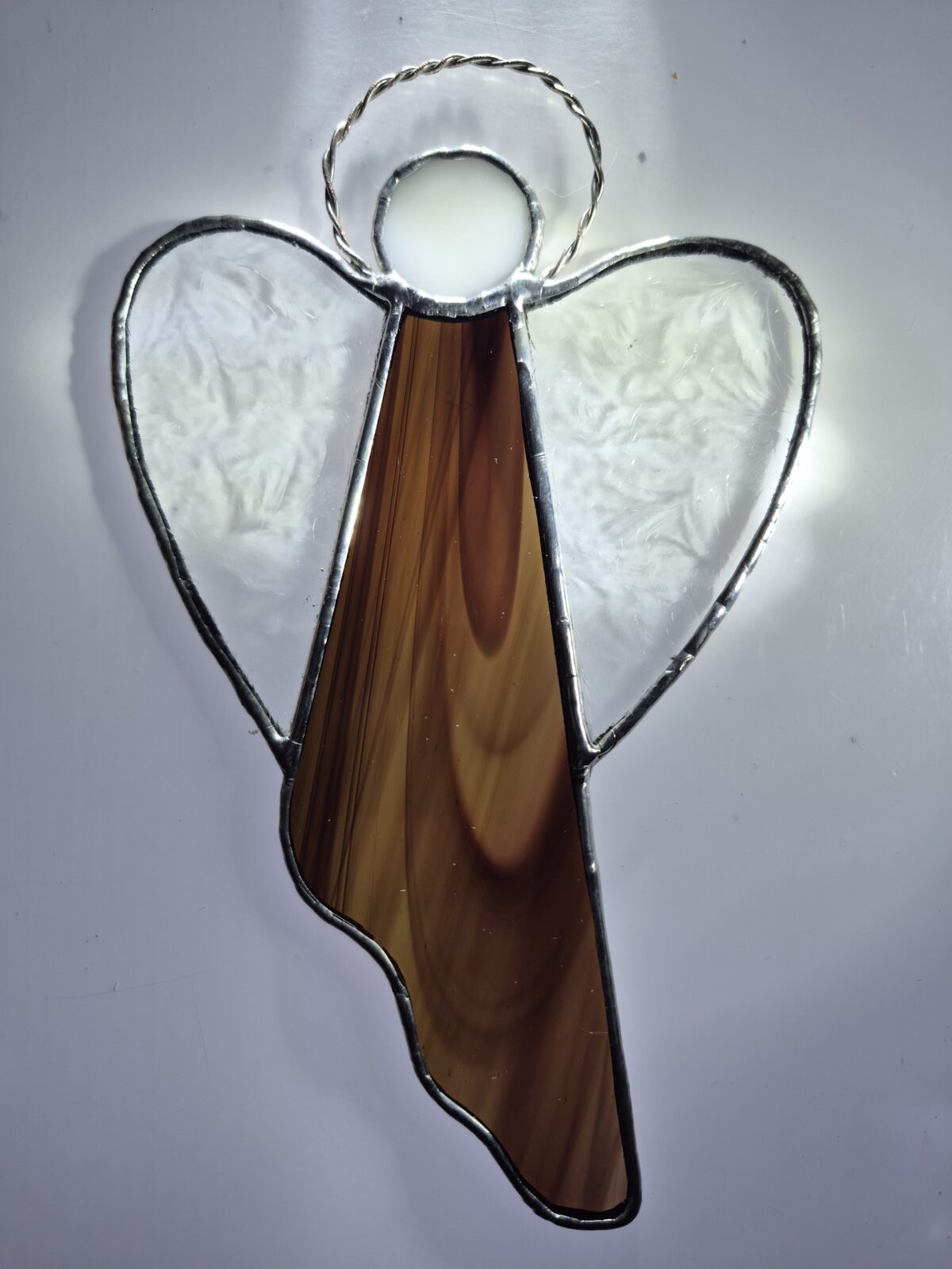 Stained Glass Angle - Burgundy Baroque, Etched Clear Wings
