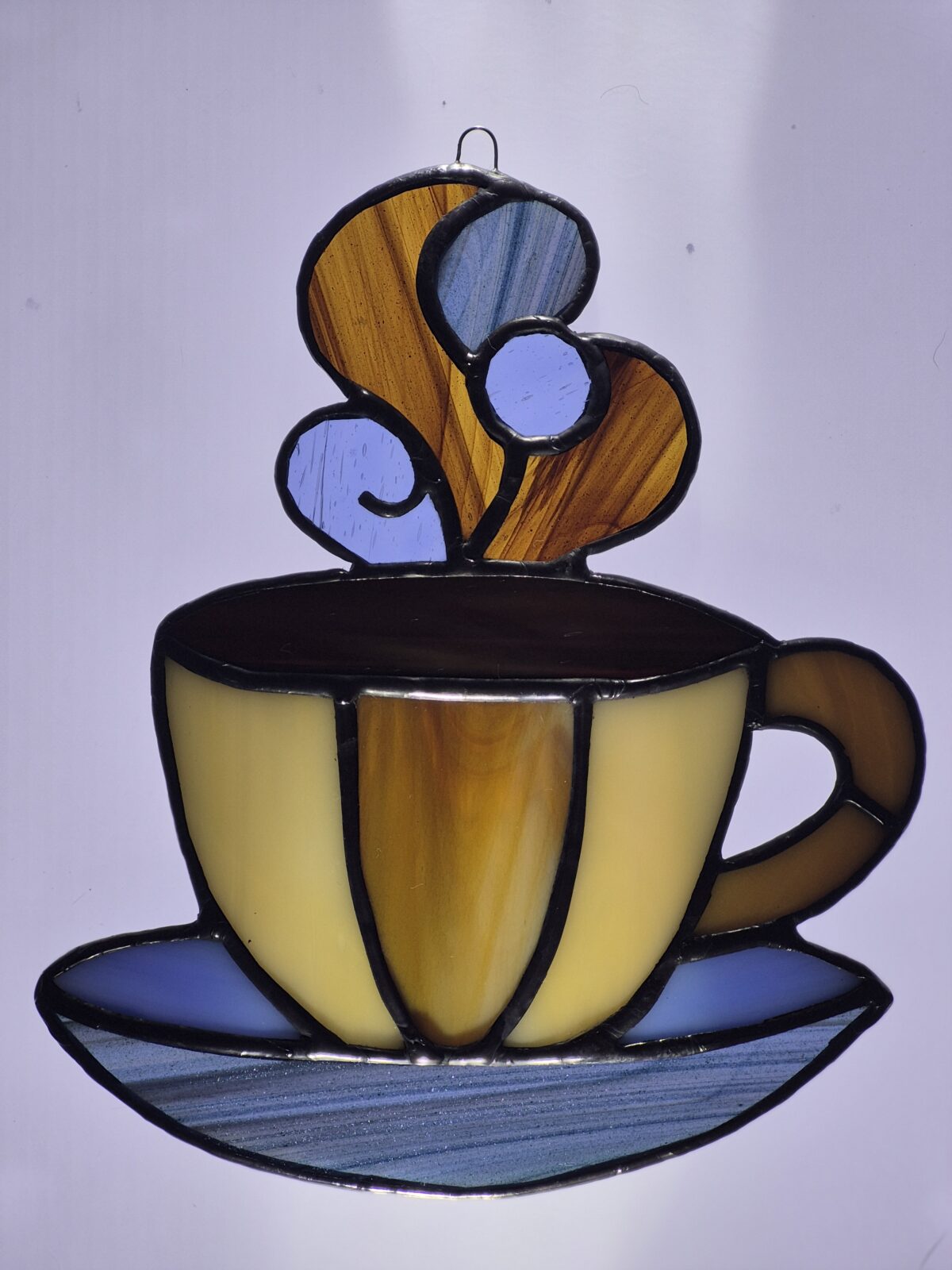Stained Glass Cup of Coffee - Soothing Browns, Golds & Blues