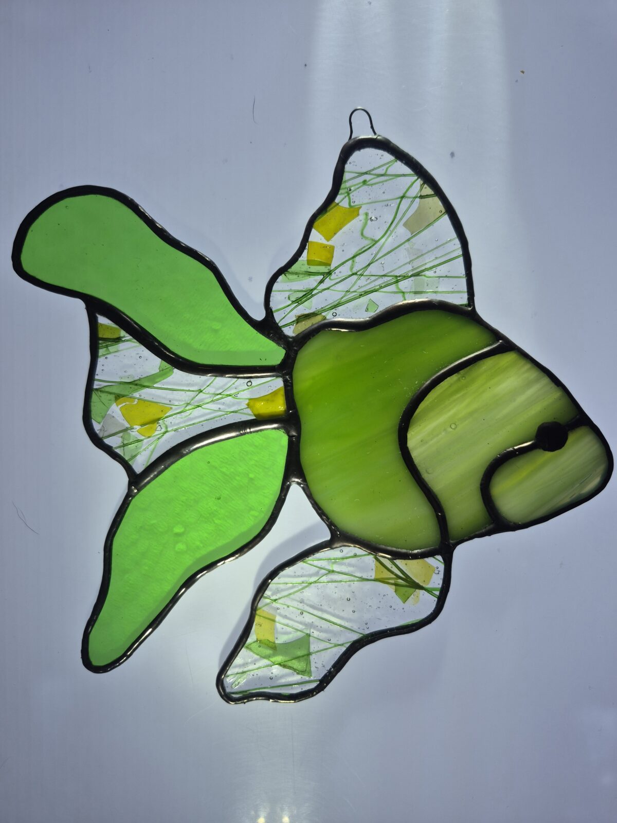 Stained Glass Goldfish - Shades of Green & Confetti Fins