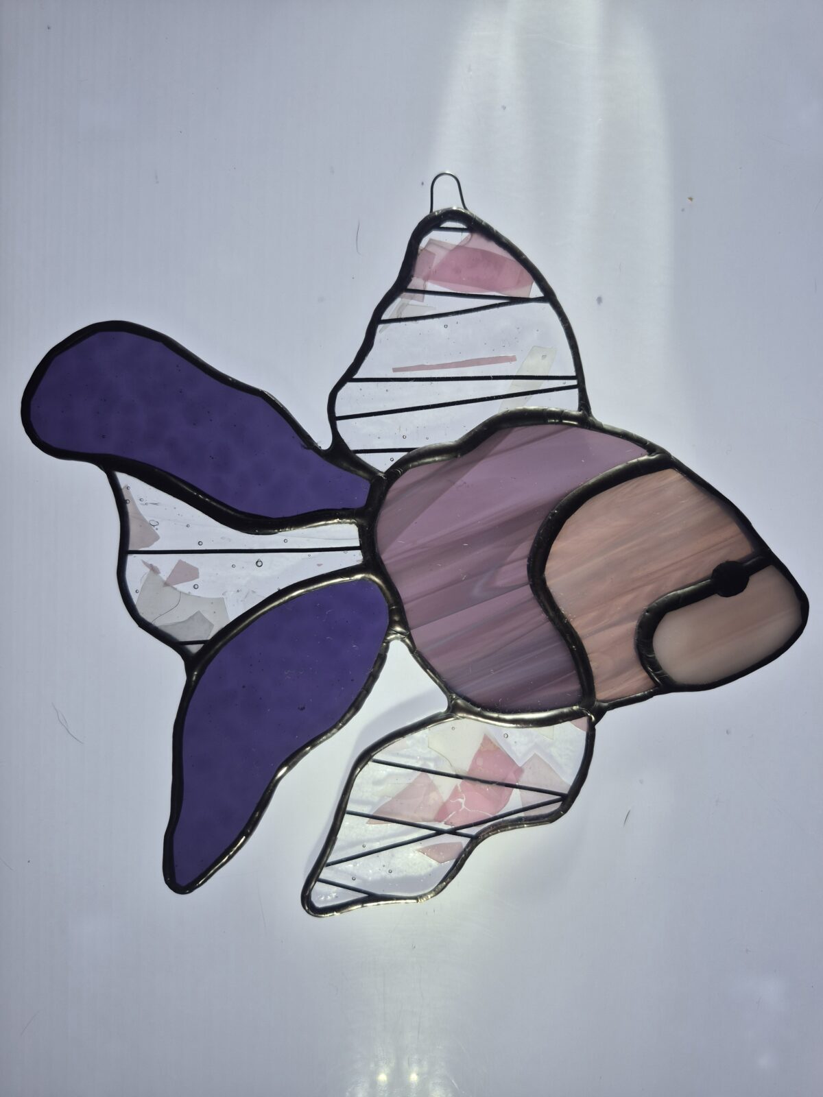 Stained Glass Goldfish - Shades of Mauve/Purple & Confetti Fins