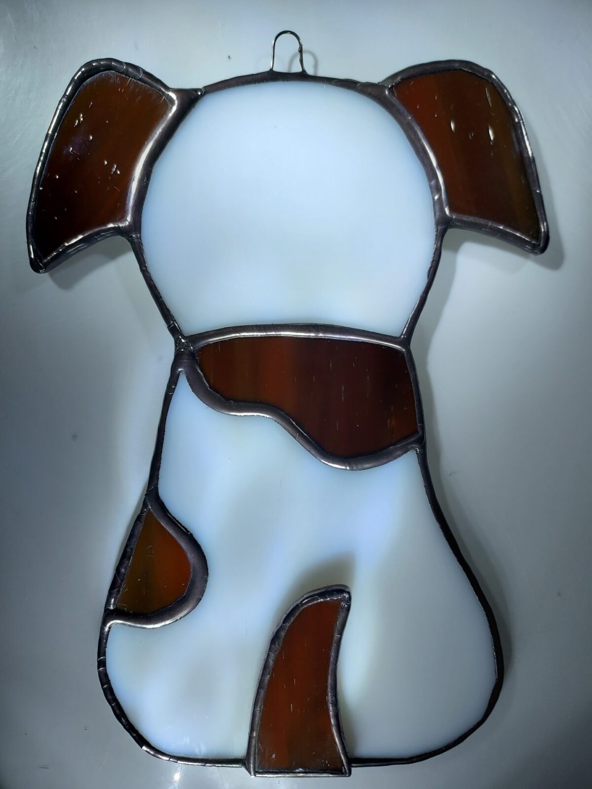 Stained Glass Pup - Spotted White w/Caramel, Caramel Ears/Tail