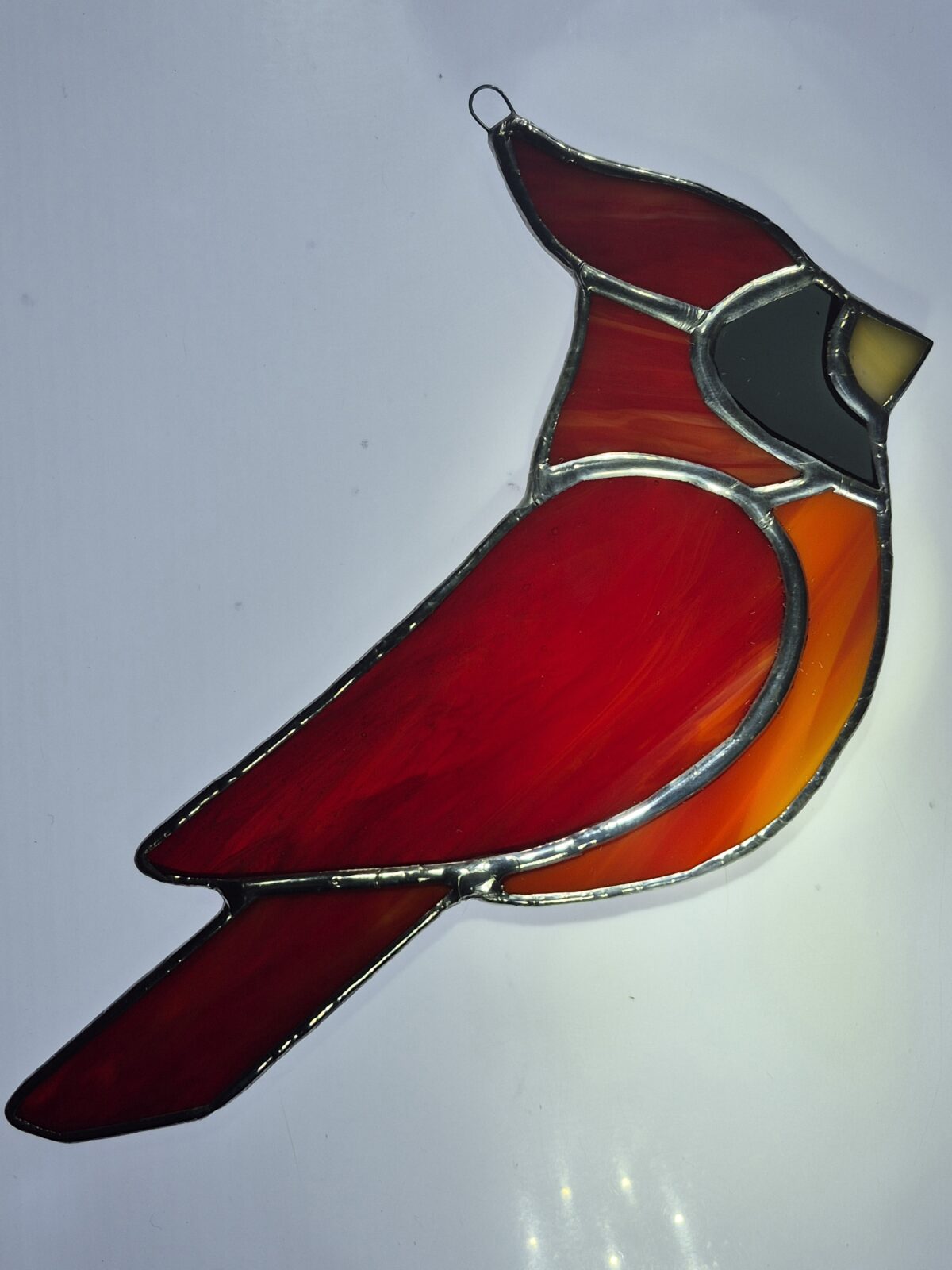 Stained Glass Cardinal - Intense Shades of Red/Orange