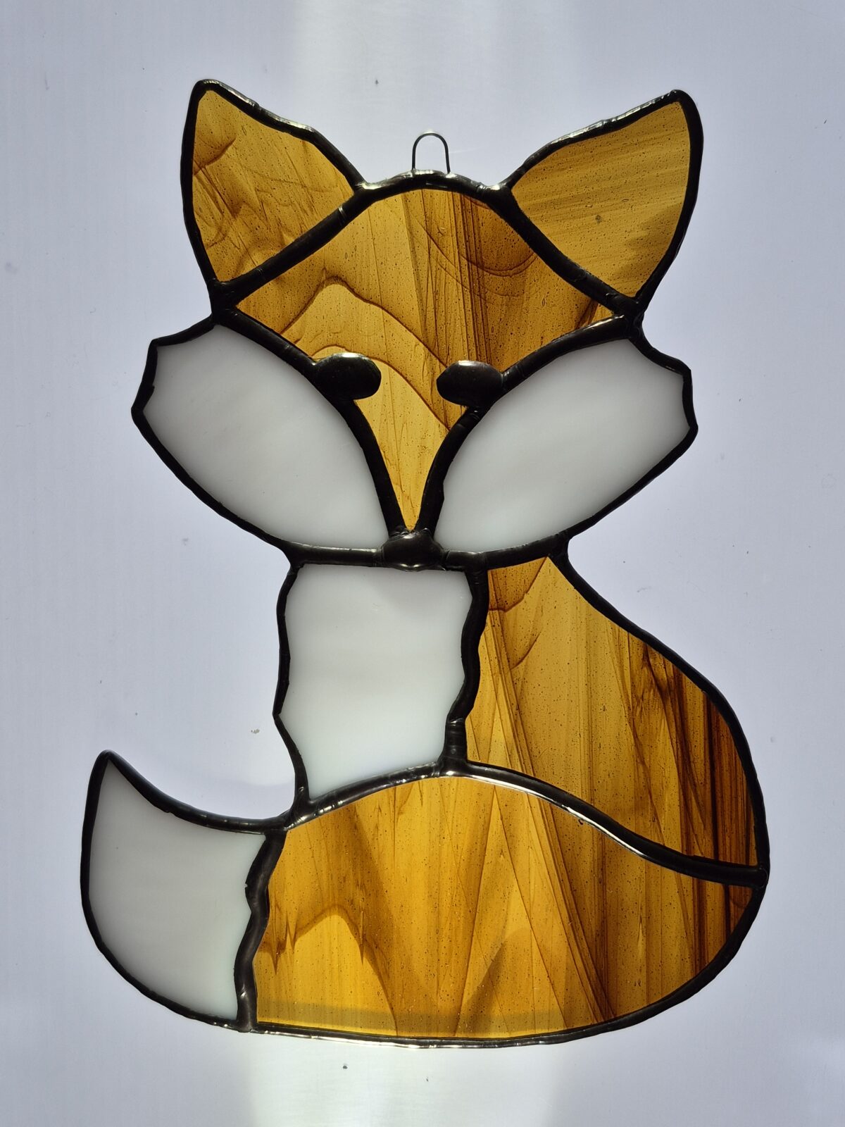 Stained Glass Fox - Caramel Swirl, White