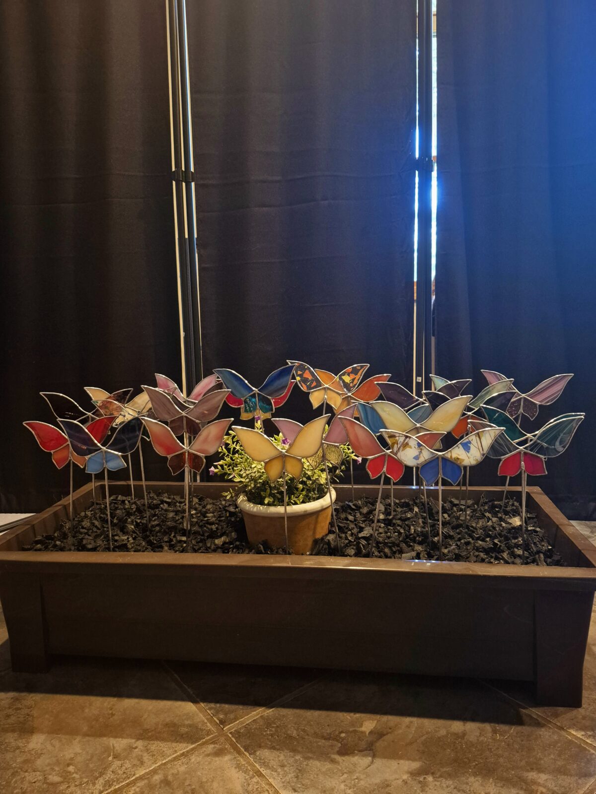 NEW! Stained Glass Butterfly Plant Stakes - Assorted /Unique Colors & Patterns