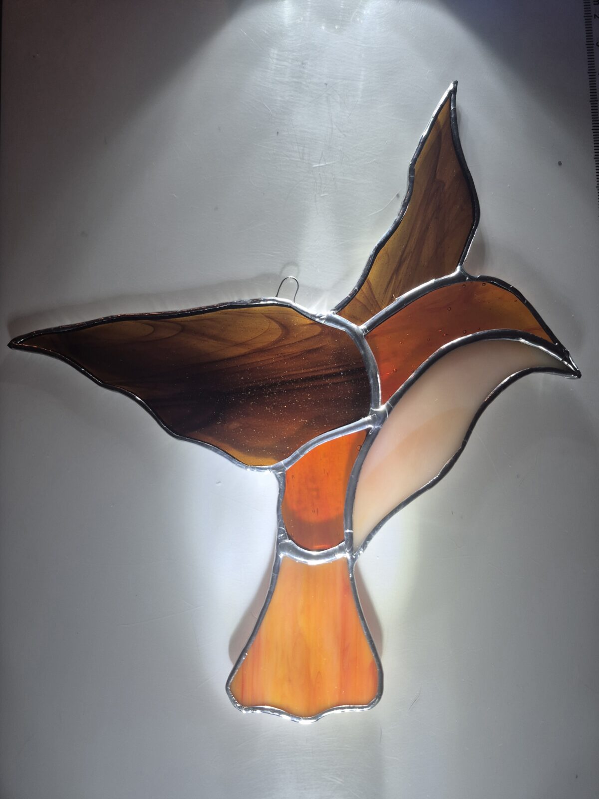 Stained Glass Hummingbird - Vibrant Amber/Burnt Orange Tones