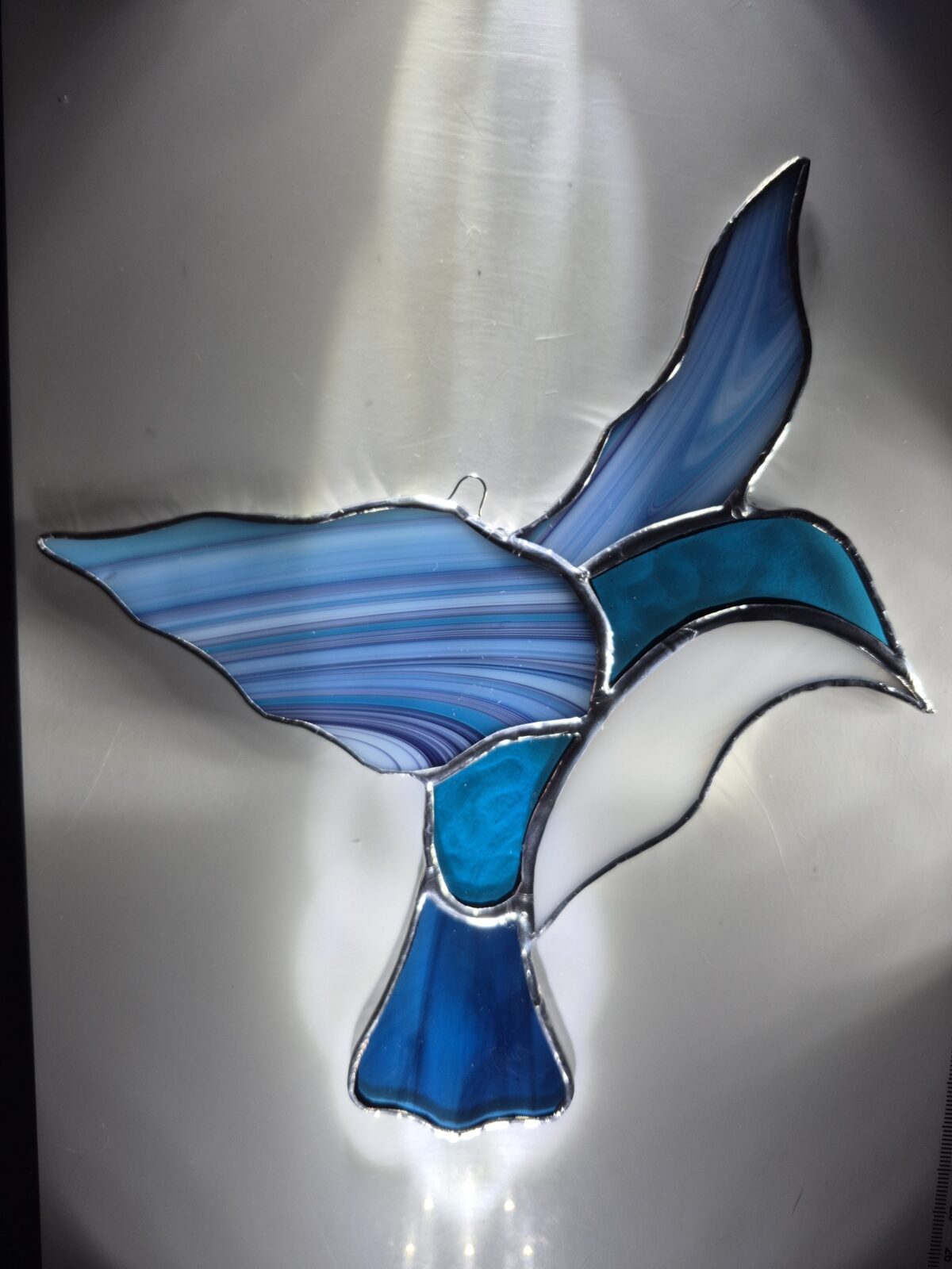 Stained Glass Hummingbird - Playful Aqua/Blue Tonality