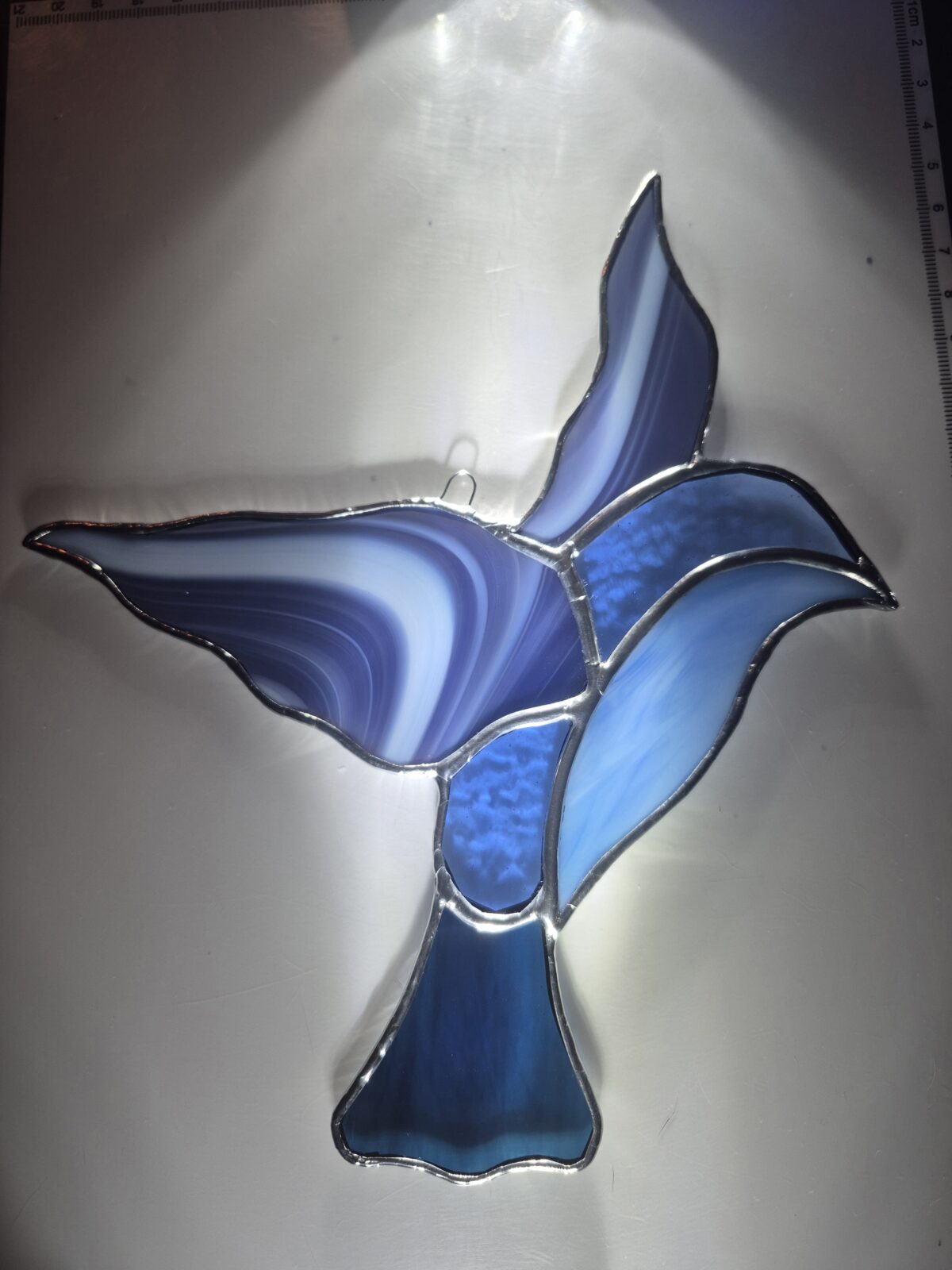 Stained Glass Hummingbird - Calming Blue Swirls & Ripples