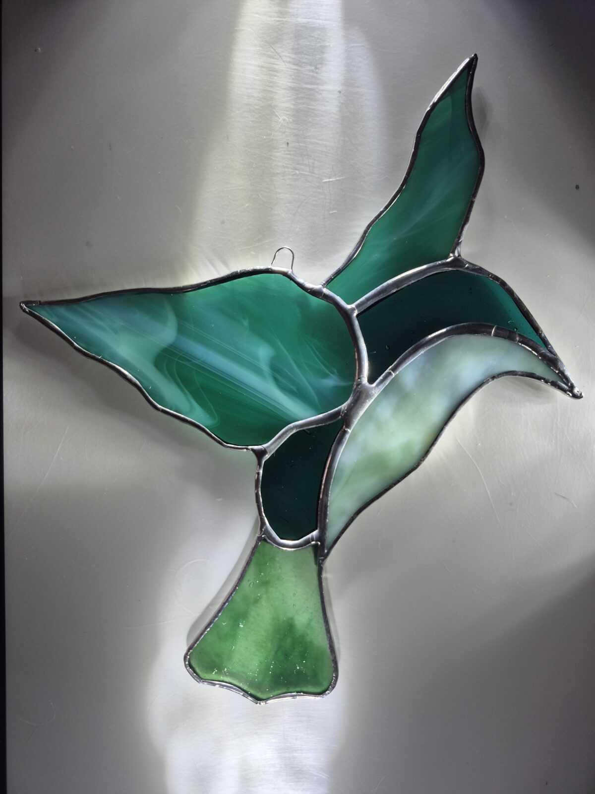 Stained Glass Hummingbird - Creamy Emerald Green Hues