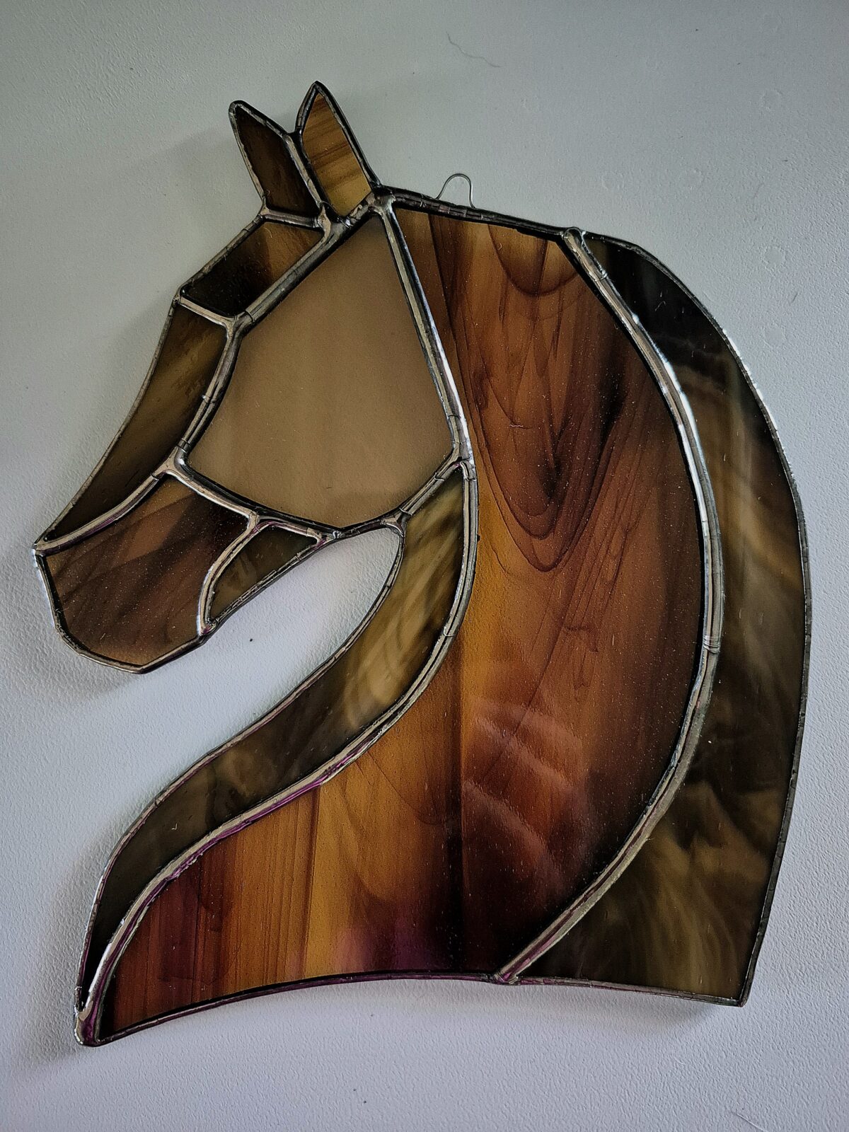 Stained Glass Horse Head - Rich Amber/Caramel/Brown Tones